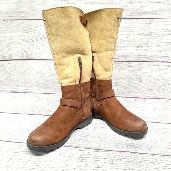 UGG DALEANE BROWN NATURAL SHEARLING LEATHER Boot US 6 / EU 37 / UK 4.5 - Picture 1 of 15